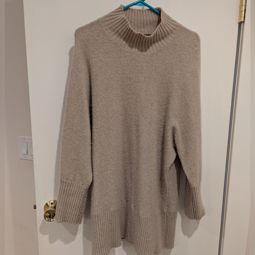 Lafayette 148 New York Taupe Turtleneck Sweater